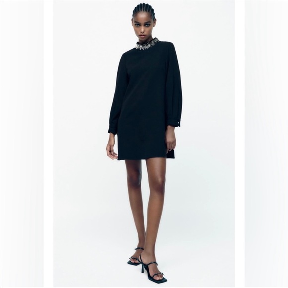 Zara beaded collar mini dress size L - Picture 3 of 16